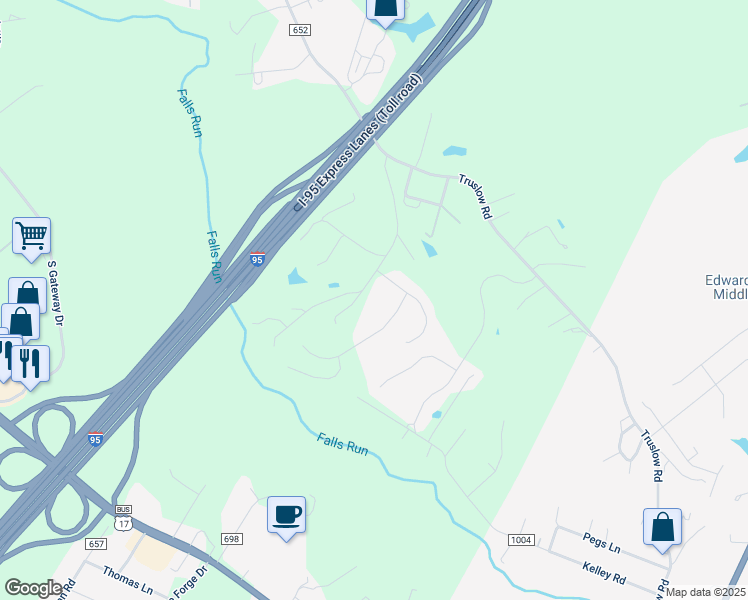 map of restaurants, bars, coffee shops, grocery stores, and more near 79 Beagle Road in Fredericksburg