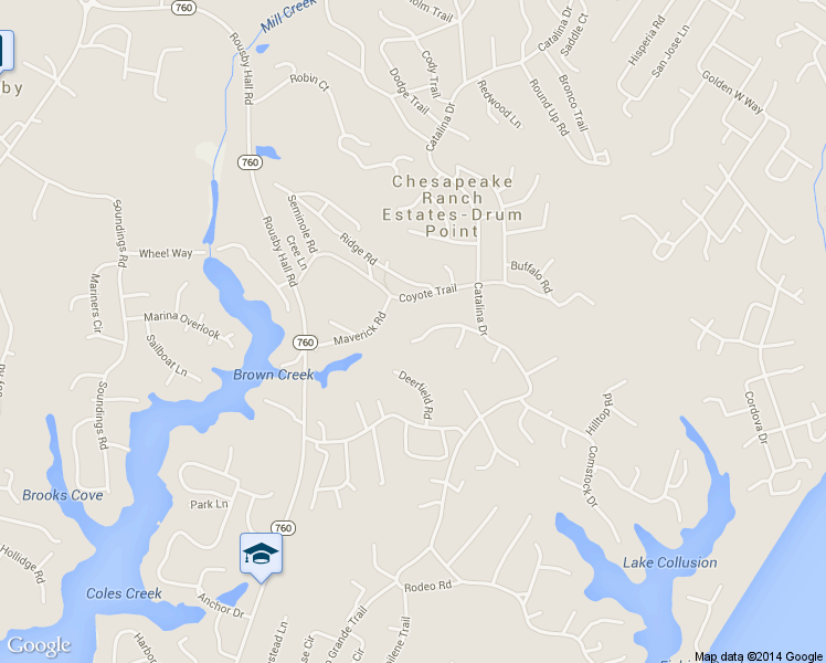 map of restaurants, bars, coffee shops, grocery stores, and more near 352 Towanda Trail in Lusby