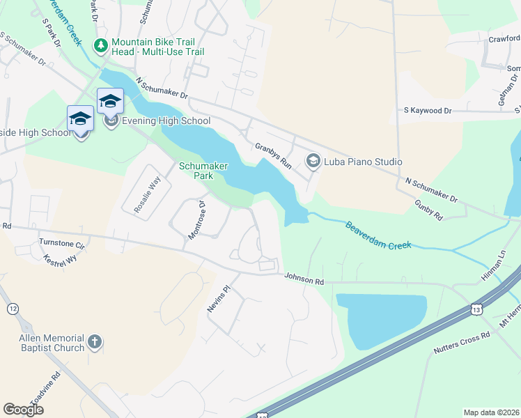 map of restaurants, bars, coffee shops, grocery stores, and more near 1107 South Schumaker Drive in Salisbury
