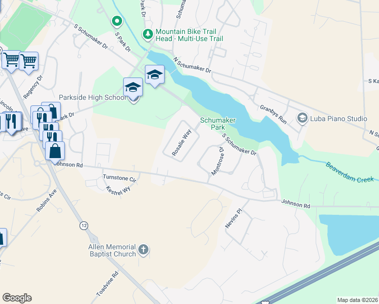 map of restaurants, bars, coffee shops, grocery stores, and more near 1022 East Schumaker Manor Drive in Salisbury