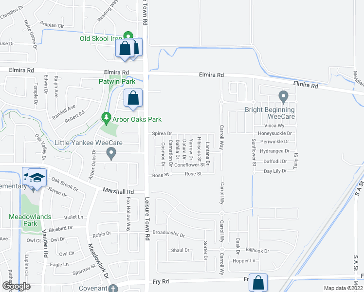 map of restaurants, bars, coffee shops, grocery stores, and more near 524 Datura Drive in Vacaville