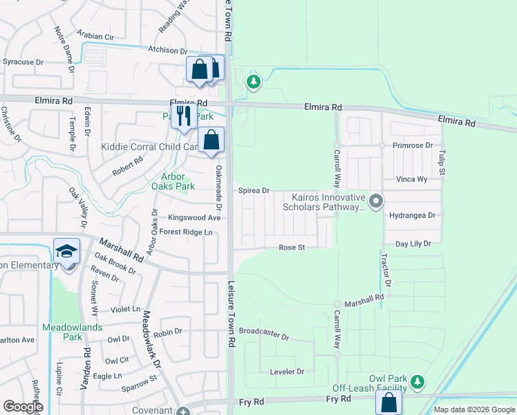 map of restaurants, bars, coffee shops, grocery stores, and more near 736 Carnation Drive in Vacaville