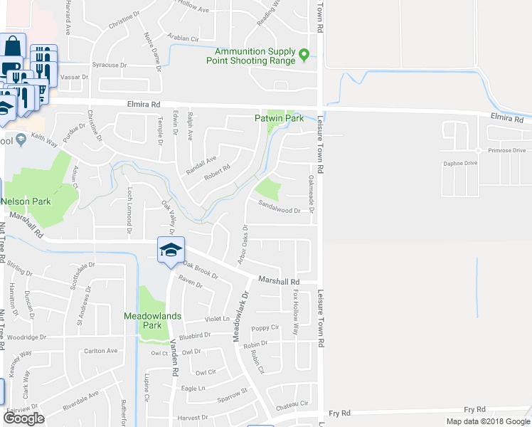 map of restaurants, bars, coffee shops, grocery stores, and more near 224 Sandalwood Court in Vacaville
