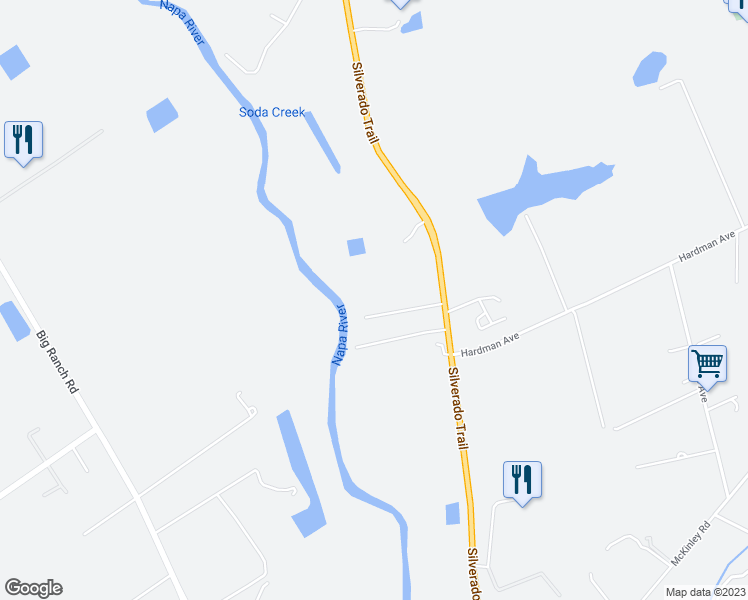 map of restaurants, bars, coffee shops, grocery stores, and more near 3007 Silverado Trail in Napa