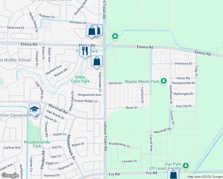 map of restaurants, bars, coffee shops, grocery stores, and more near 912 Bergenia Street in Vacaville