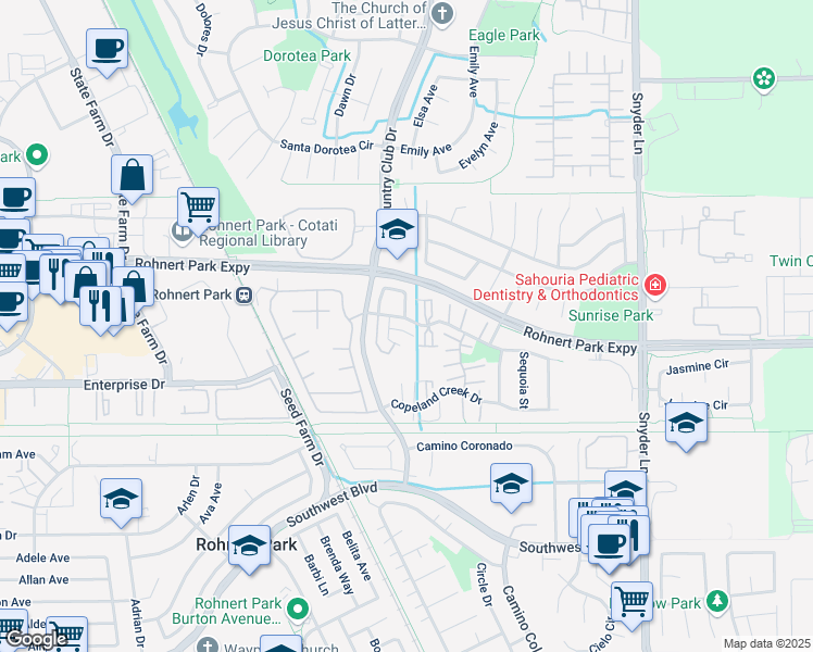map of restaurants, bars, coffee shops, grocery stores, and more near 910 Kirsten Court in Rohnert Park