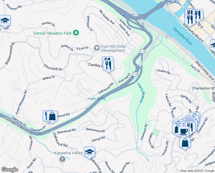 map of restaurants, bars, coffee shops, grocery stores, and more near 1 Lambert Place in Charleston
