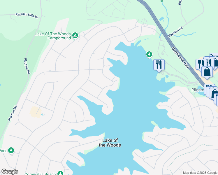 map of restaurants, bars, coffee shops, grocery stores, and more near 411 Wakefield Drive in Locust Grove