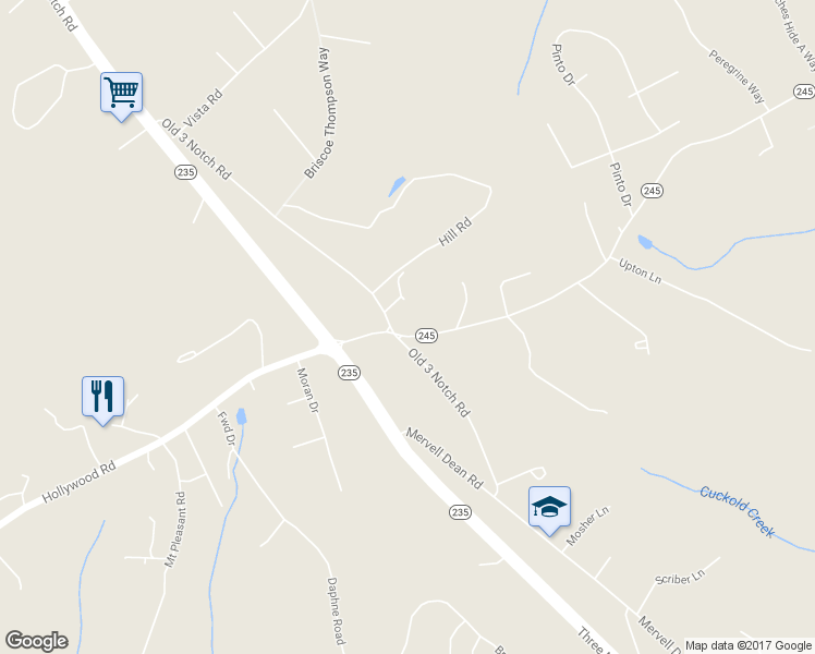 map of restaurants, bars, coffee shops, grocery stores, and more near 24702 Old 3 Notch Road in Hollywood