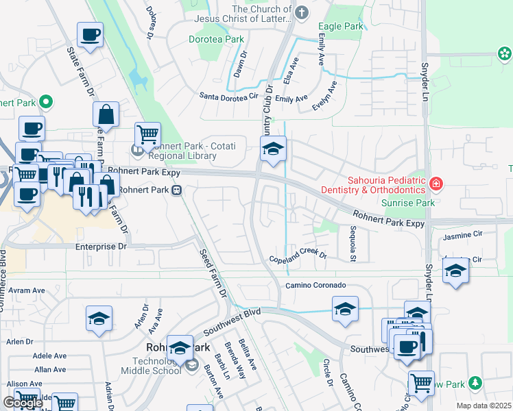 map of restaurants, bars, coffee shops, grocery stores, and more near 910 Kirsten Court in Rohnert Park