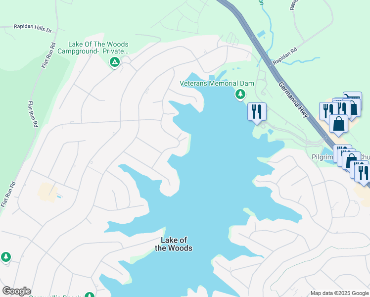 map of restaurants, bars, coffee shops, grocery stores, and more near 403 Wakefield Drive in Locust Grove