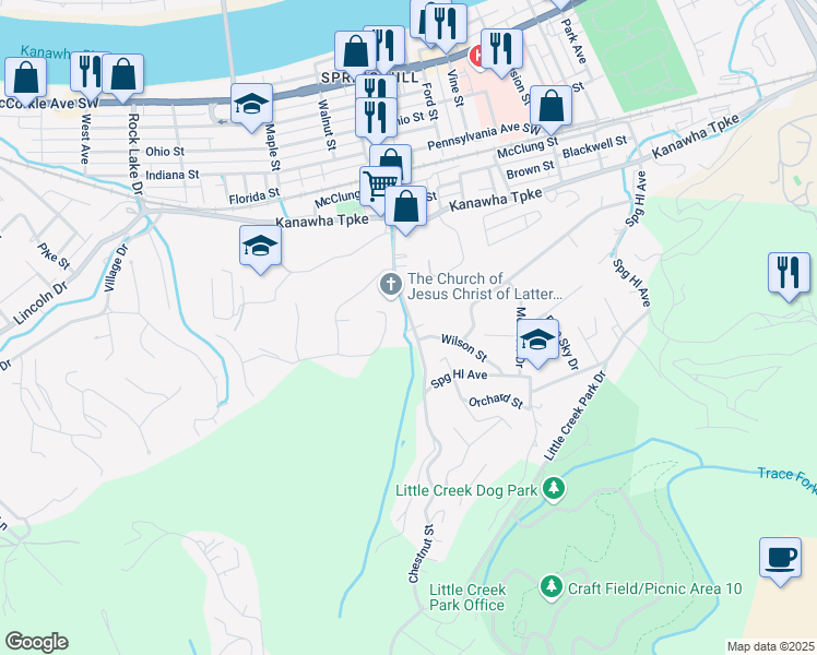 map of restaurants, bars, coffee shops, grocery stores, and more near 858 Chestnut St in Charleston