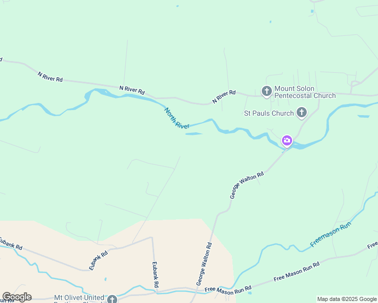 map of restaurants, bars, coffee shops, grocery stores, and more near 105 Eubank Road in Mount Solon