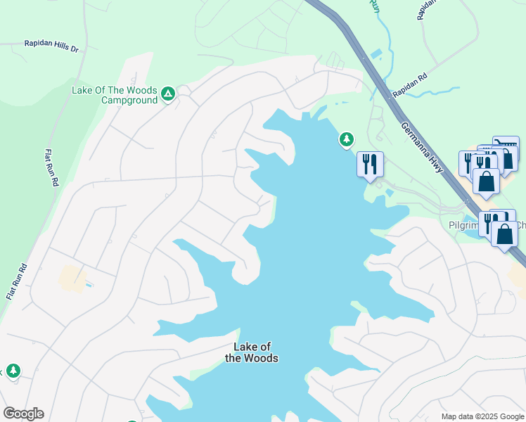 map of restaurants, bars, coffee shops, grocery stores, and more near 411 Wakefield Drive in Locust Grove