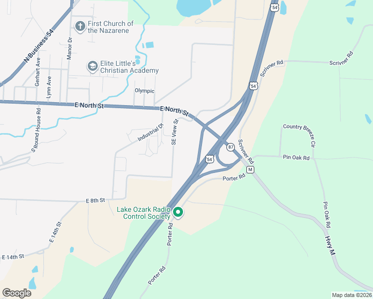 map of restaurants, bars, coffee shops, grocery stores, and more near 277 Southeast View Street in Eldon