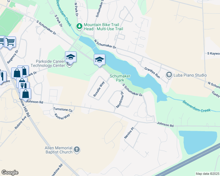 map of restaurants, bars, coffee shops, grocery stores, and more near 1012 East Schumaker Manor Drive in Salisbury
