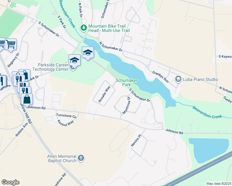 map of restaurants, bars, coffee shops, grocery stores, and more near 1012 East Schumaker Manor Drive in Salisbury