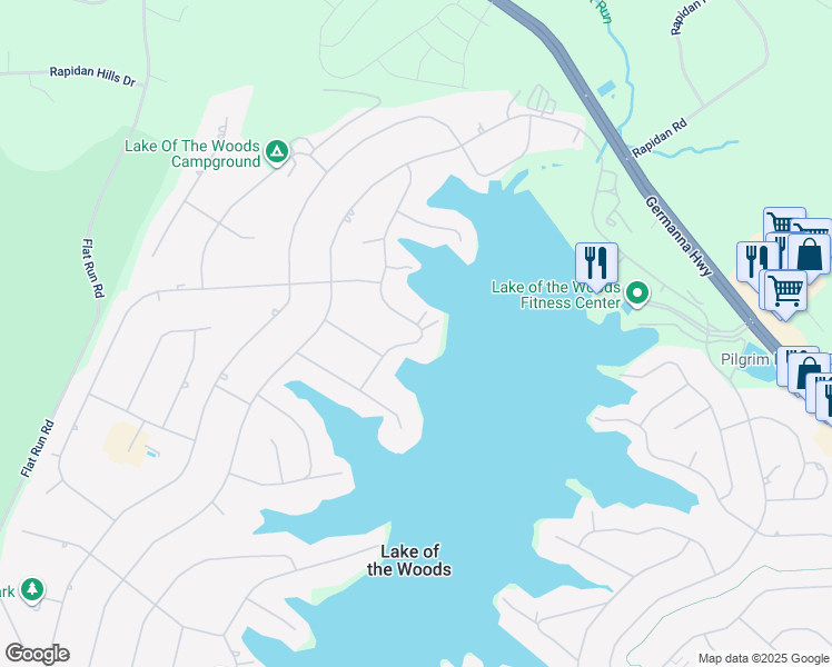 map of restaurants, bars, coffee shops, grocery stores, and more near 412 Wakefield Drive in Locust Grove