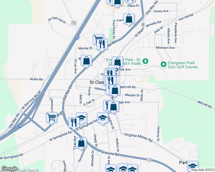 map of restaurants, bars, coffee shops, grocery stores, and more near 442 Saint Clair in Saint Clair
