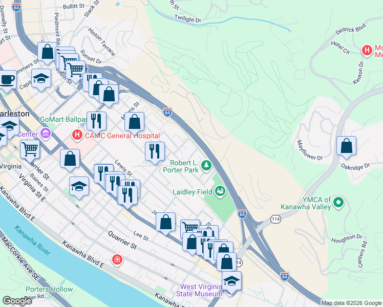 map of restaurants, bars, coffee shops, grocery stores, and more near 908 Chilton Street in Charleston