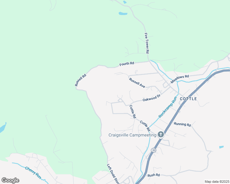 map of restaurants, bars, coffee shops, grocery stores, and more near 150 Spring Street in Craigsville