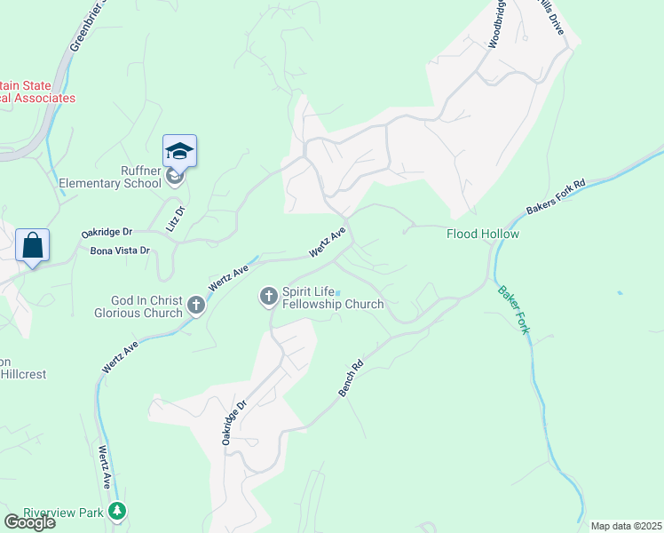 map of restaurants, bars, coffee shops, grocery stores, and more near 424 Wertz Avenue in Charleston