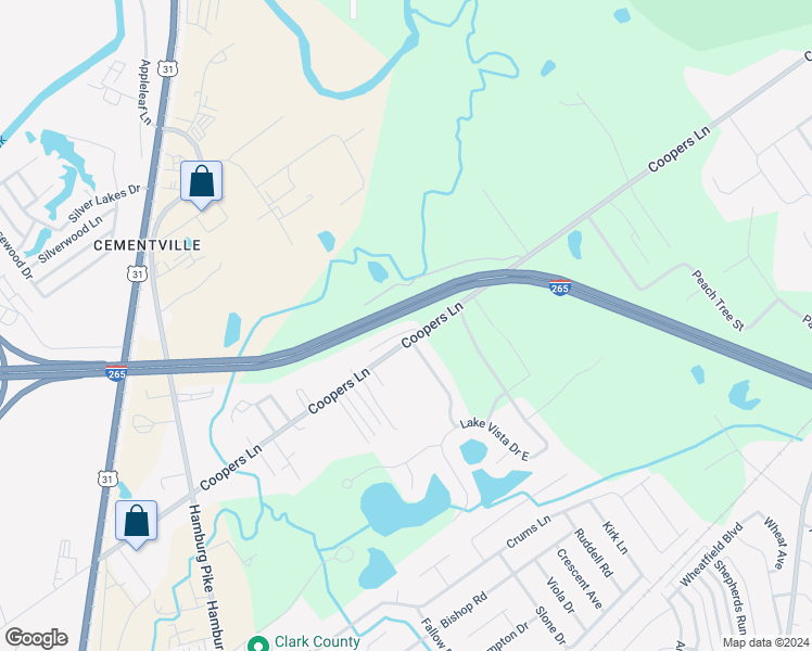 map of restaurants, bars, coffee shops, grocery stores, and more near 2903 Coopers Lane in Sellersburg