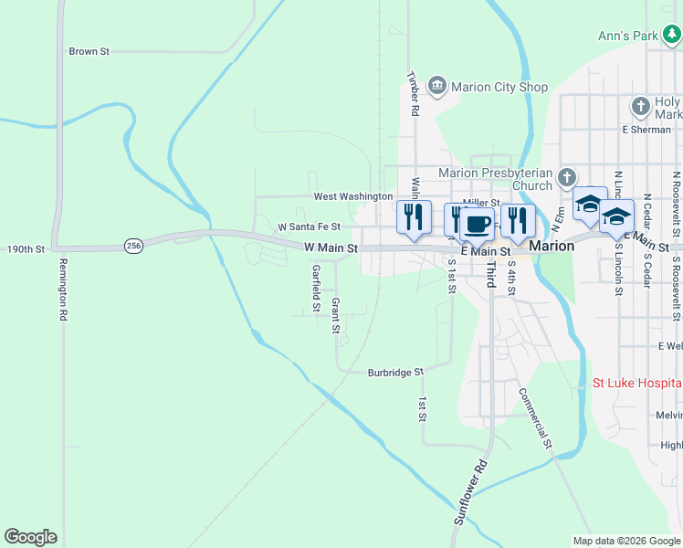 map of restaurants, bars, coffee shops, grocery stores, and more near 201-311 Grant St in Marion