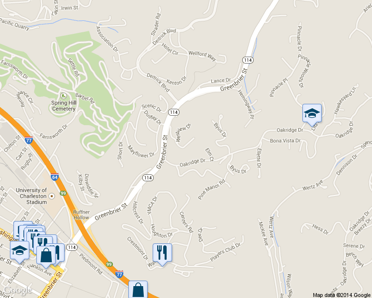 map of restaurants, bars, coffee shops, grocery stores, and more near 206 Thurston Drive in Charleston