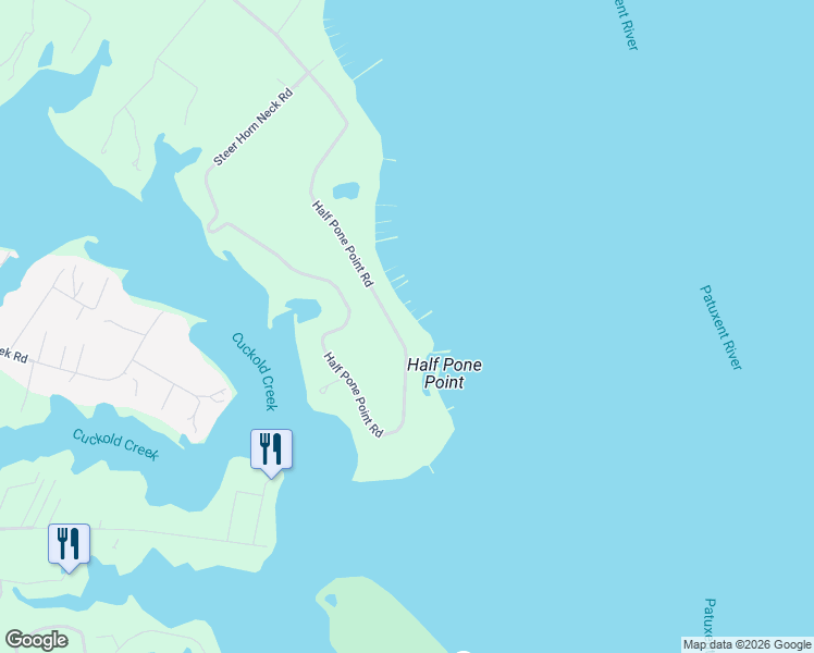 map of restaurants, bars, coffee shops, grocery stores, and more near 24754 Half Pone Point Road in Hollywood