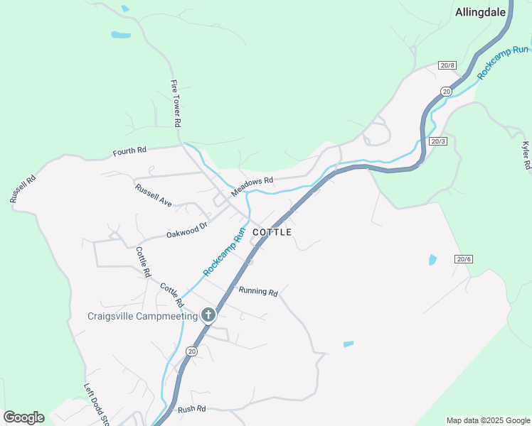 map of restaurants, bars, coffee shops, grocery stores, and more near 127 Glenda Fern Drive in Craigsville
