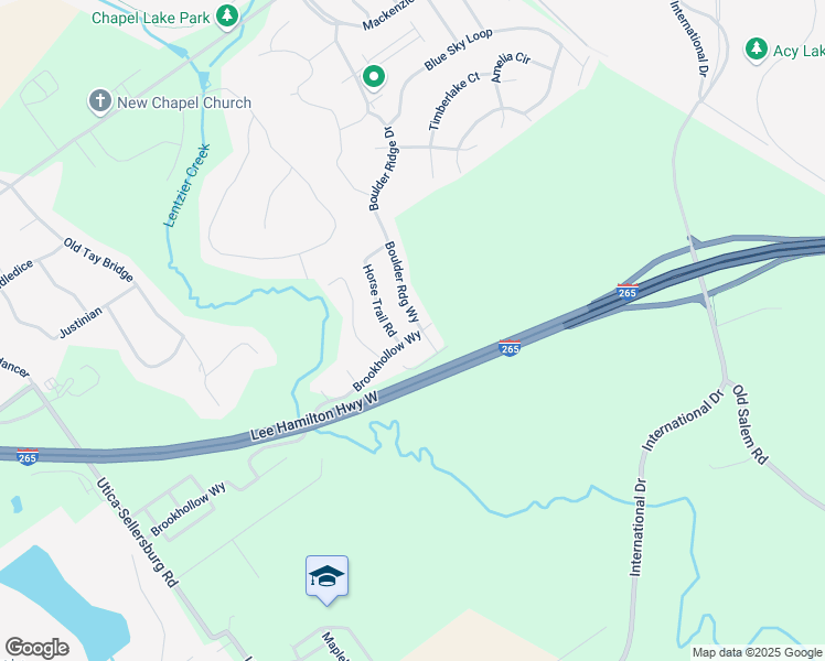 map of restaurants, bars, coffee shops, grocery stores, and more near 2803 Boulder Ridge Drive in Jeffersonville