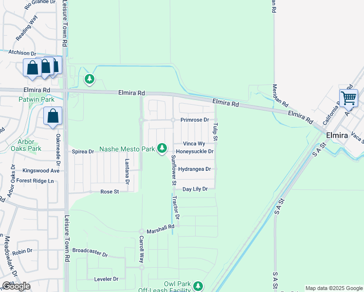 map of restaurants, bars, coffee shops, grocery stores, and more near 431 Vinca Way in Vacaville