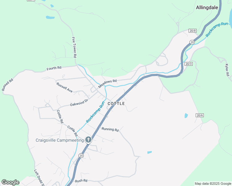 map of restaurants, bars, coffee shops, grocery stores, and more near 127 Glenda Fern Drive in Craigsville