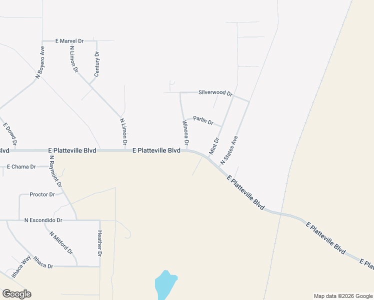 map of restaurants, bars, coffee shops, grocery stores, and more near 501 Winona Drive in Pueblo West
