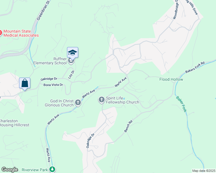 map of restaurants, bars, coffee shops, grocery stores, and more near 300-398 Wertz Avenue in Charleston
