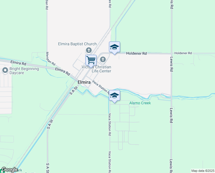 map of restaurants, bars, coffee shops, grocery stores, and more near 5403 Vaca Station Road in Elmira