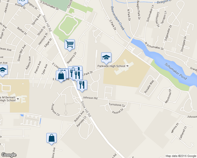 map of restaurants, bars, coffee shops, grocery stores, and more near 919 Sumac Circle in Salisbury