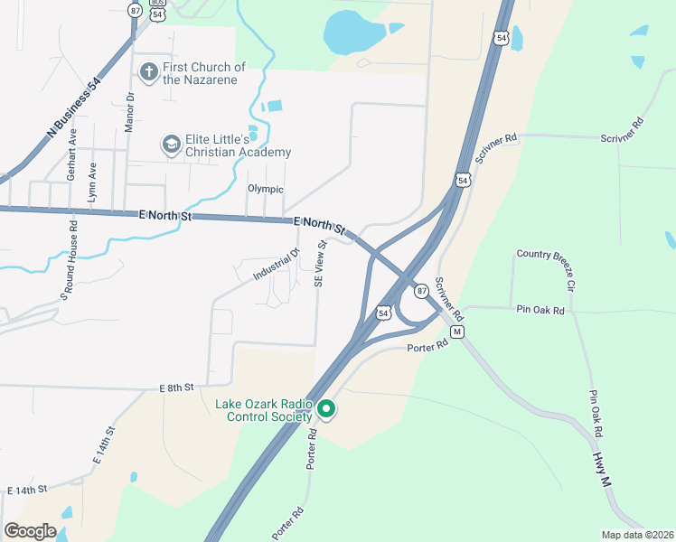 map of restaurants, bars, coffee shops, grocery stores, and more near 277 Southeast View Street in Eldon