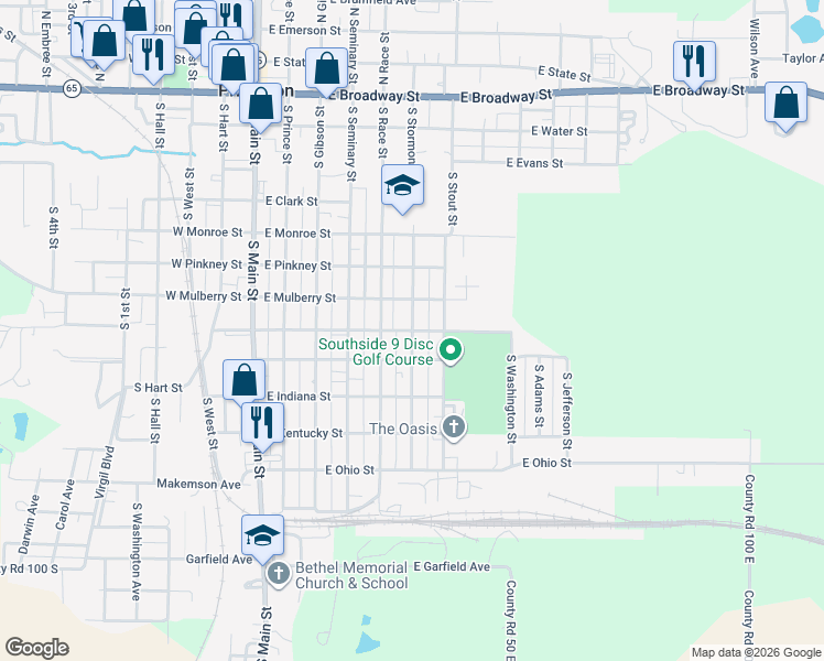 map of restaurants, bars, coffee shops, grocery stores, and more near 800 South Stormont Street in Princeton
