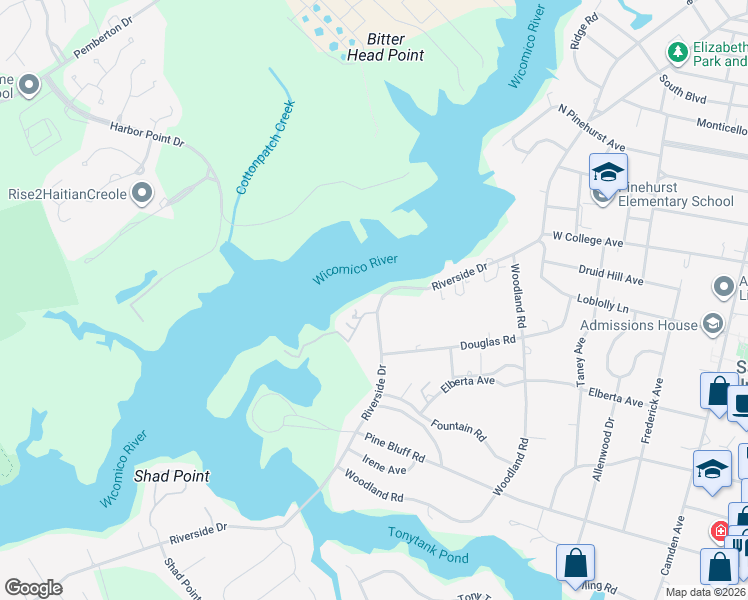 map of restaurants, bars, coffee shops, grocery stores, and more near 701 Riverside Pines Court in Salisbury