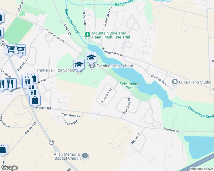 map of restaurants, bars, coffee shops, grocery stores, and more near 911 West Schumaker Manor Drive in Salisbury