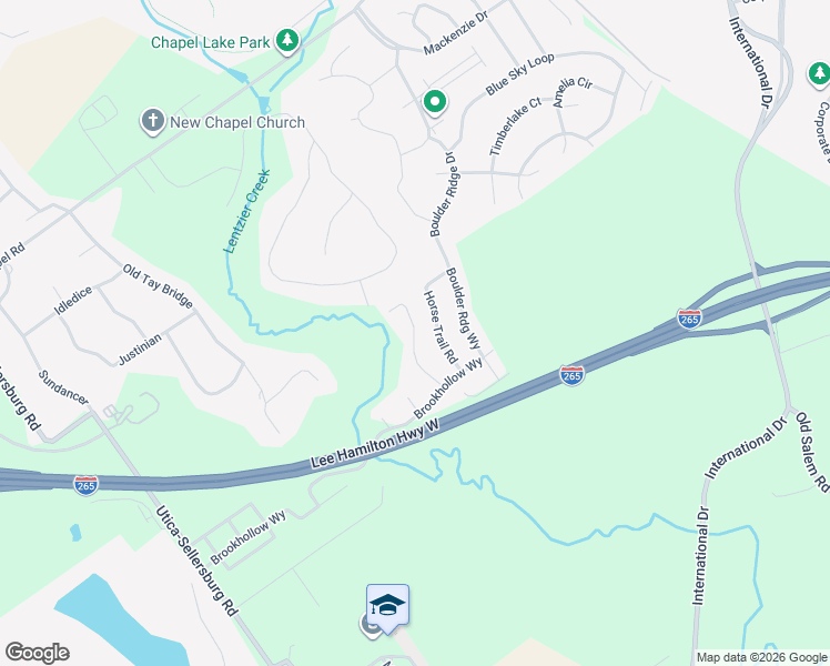 map of restaurants, bars, coffee shops, grocery stores, and more near Rolling Creek Drive in Jeffersonville