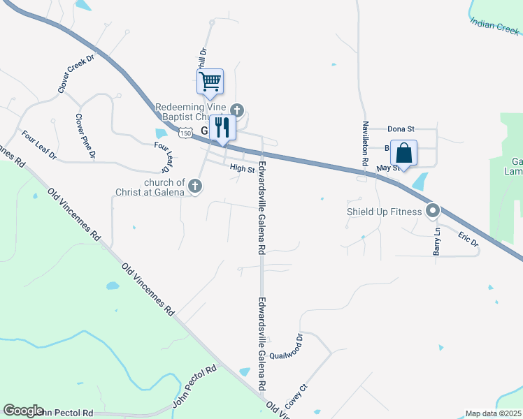 map of restaurants, bars, coffee shops, grocery stores, and more near 4998 Edwardsville Galena Rd in Galena
