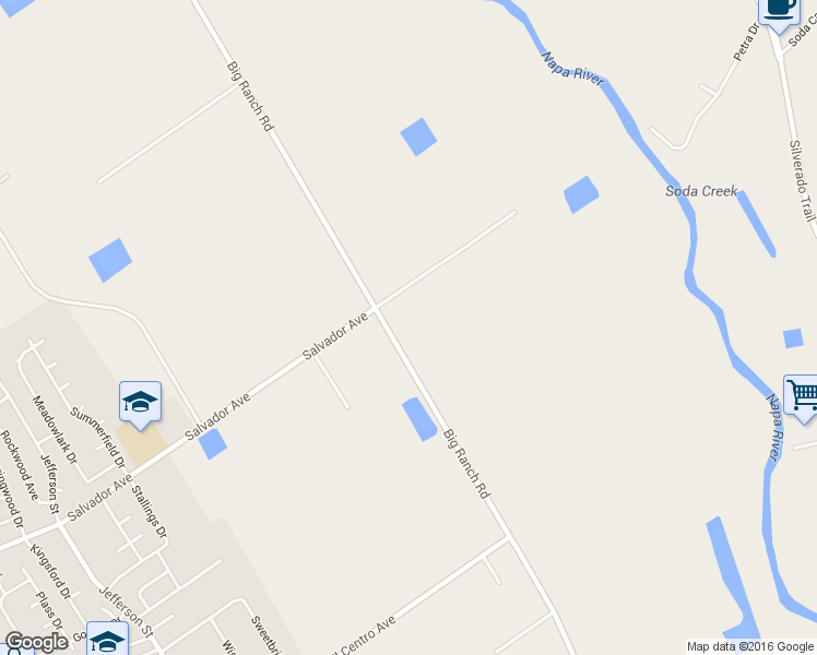 map of restaurants, bars, coffee shops, grocery stores, and more near 3140 Big Ranch Road in Napa