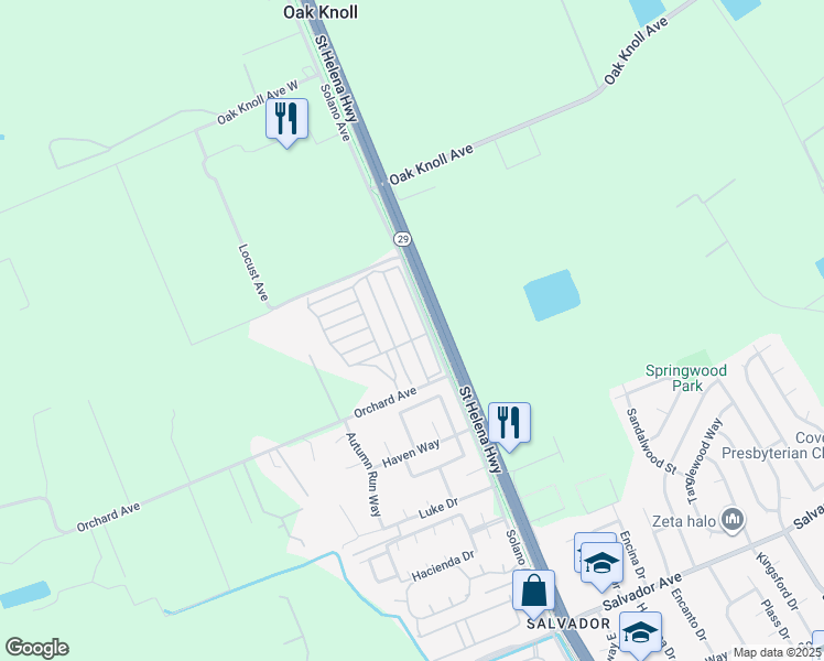 map of restaurants, bars, coffee shops, grocery stores, and more near 198 Daisy Drive in Napa