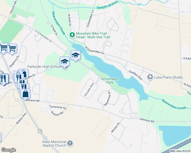 map of restaurants, bars, coffee shops, grocery stores, and more near 1002 South Schumaker Drive in Salisbury