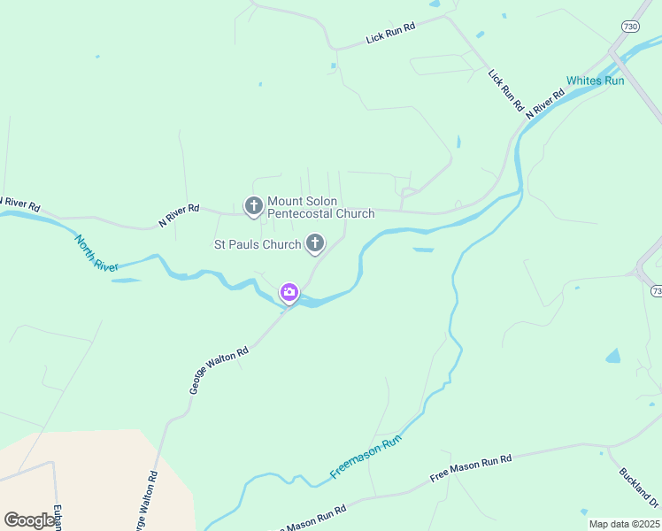 map of restaurants, bars, coffee shops, grocery stores, and more near 1343 George Walton Road in Mount Solon
