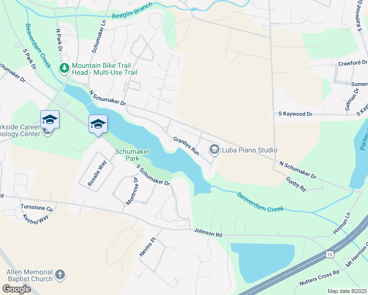 map of restaurants, bars, coffee shops, grocery stores, and more near 1106 Granbys Run in Salisbury
