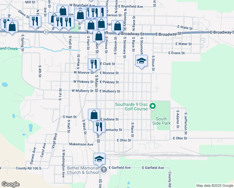 map of restaurants, bars, coffee shops, grocery stores, and more near 251-299 East Mulberry Street in Princeton